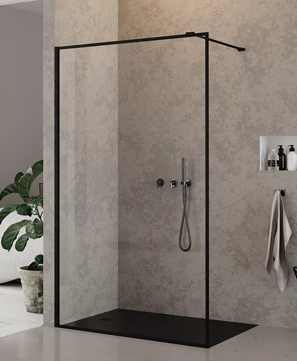 New Trendy New Modus Black Kabina Prysznicowa Walk-In 130x200 cm Szkło Przezroczyste 8 mm Wzór Ramka (EXK-5561)